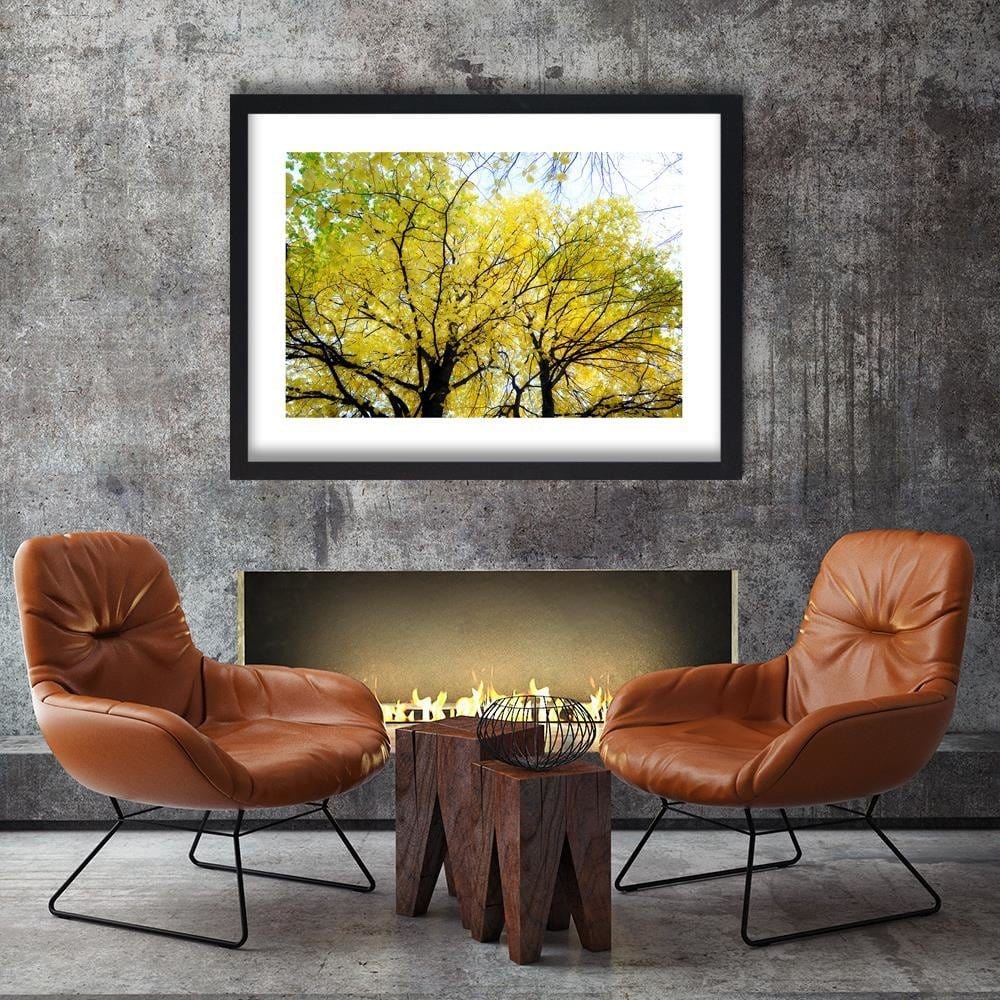 Glezna melnā rāmī - Yellow Leaves On A Tree Home Trends