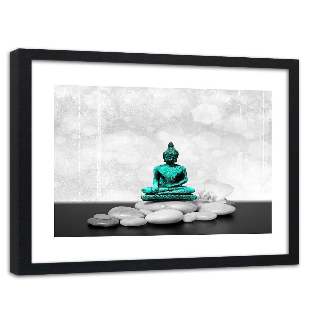 Glezna melnā rāmī - Zen Buddha On The Rocks Home Trends