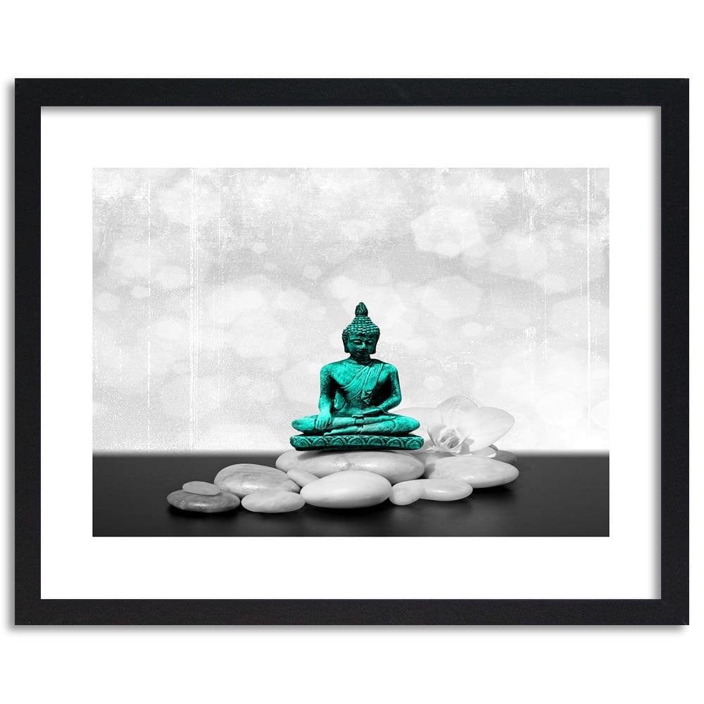 Glezna melnā rāmī - Zen Buddha On The Rocks Home Trends