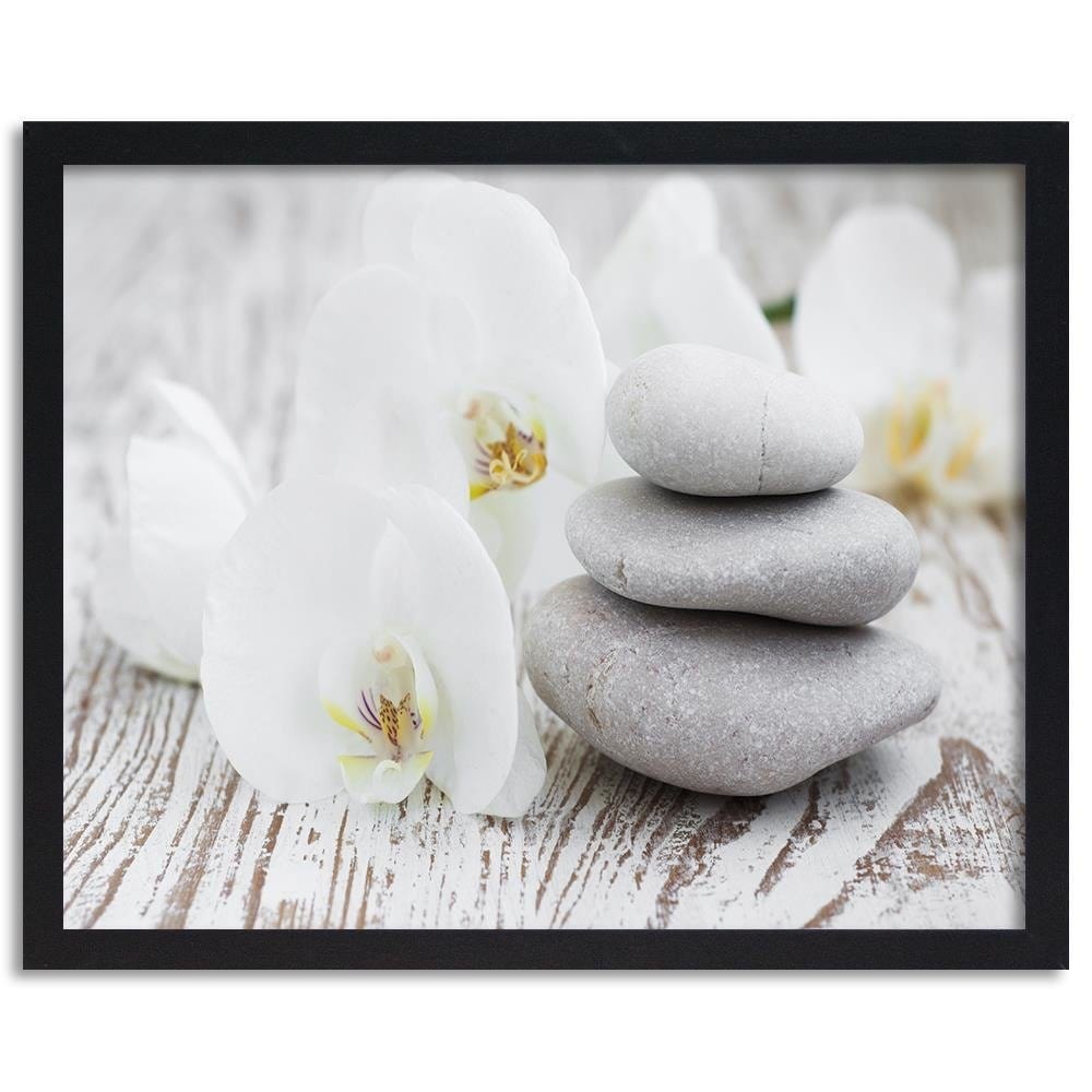 Glezna melnā rāmī - Zen Flowers And Stones Home Trends