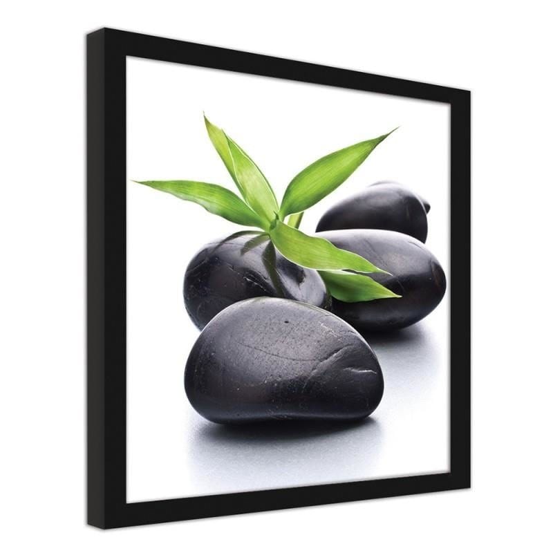 Glezna melnā rāmī - Zen pebbles and leaves Home Trends