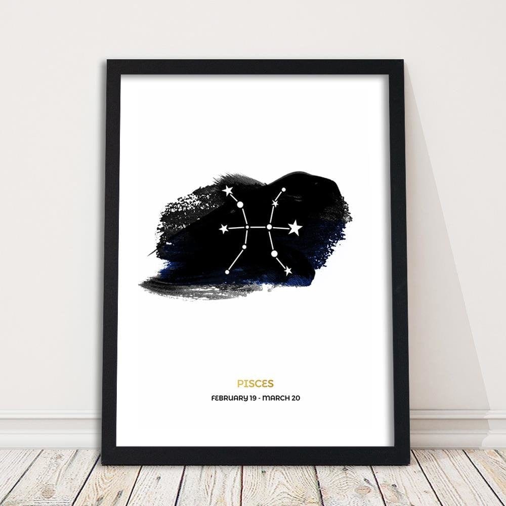 Glezna melnā rāmī - Zodiac Fish Home Trends