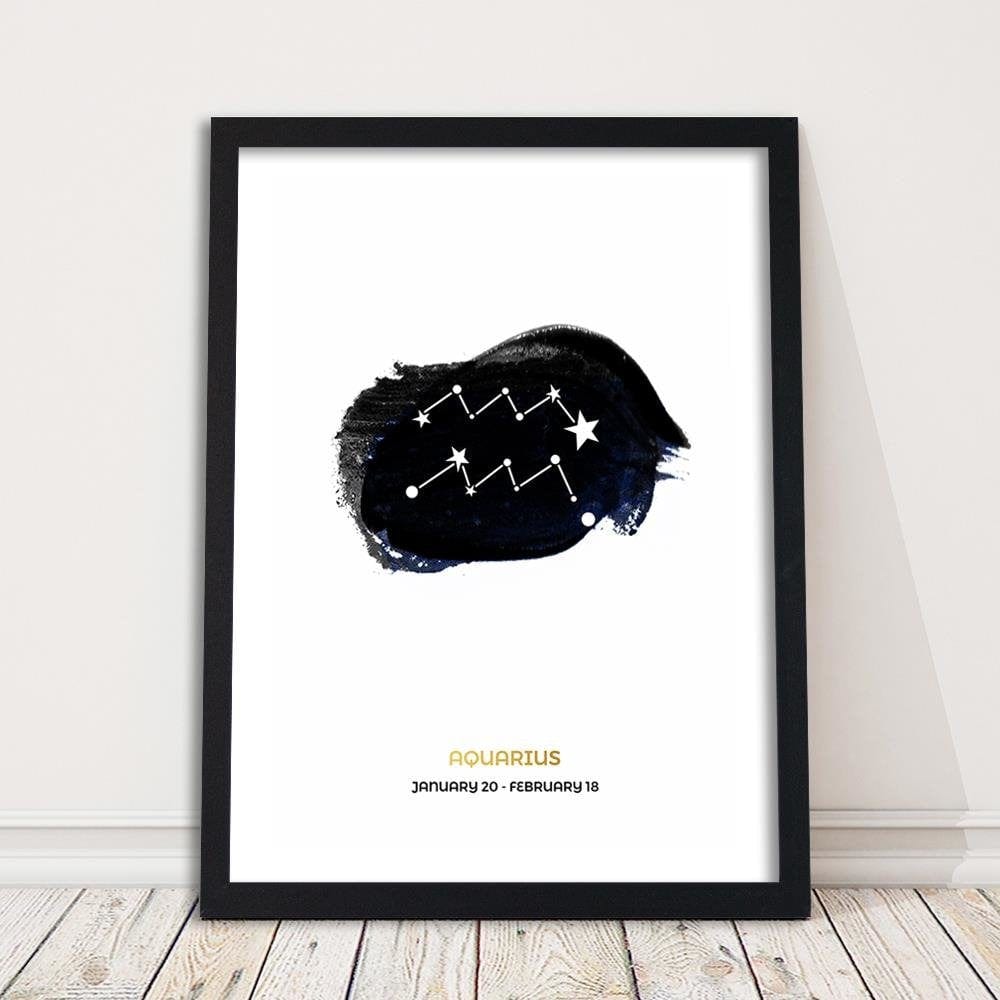 Glezna melnā rāmī - Zodiac Sign Aquarius Home Trends
