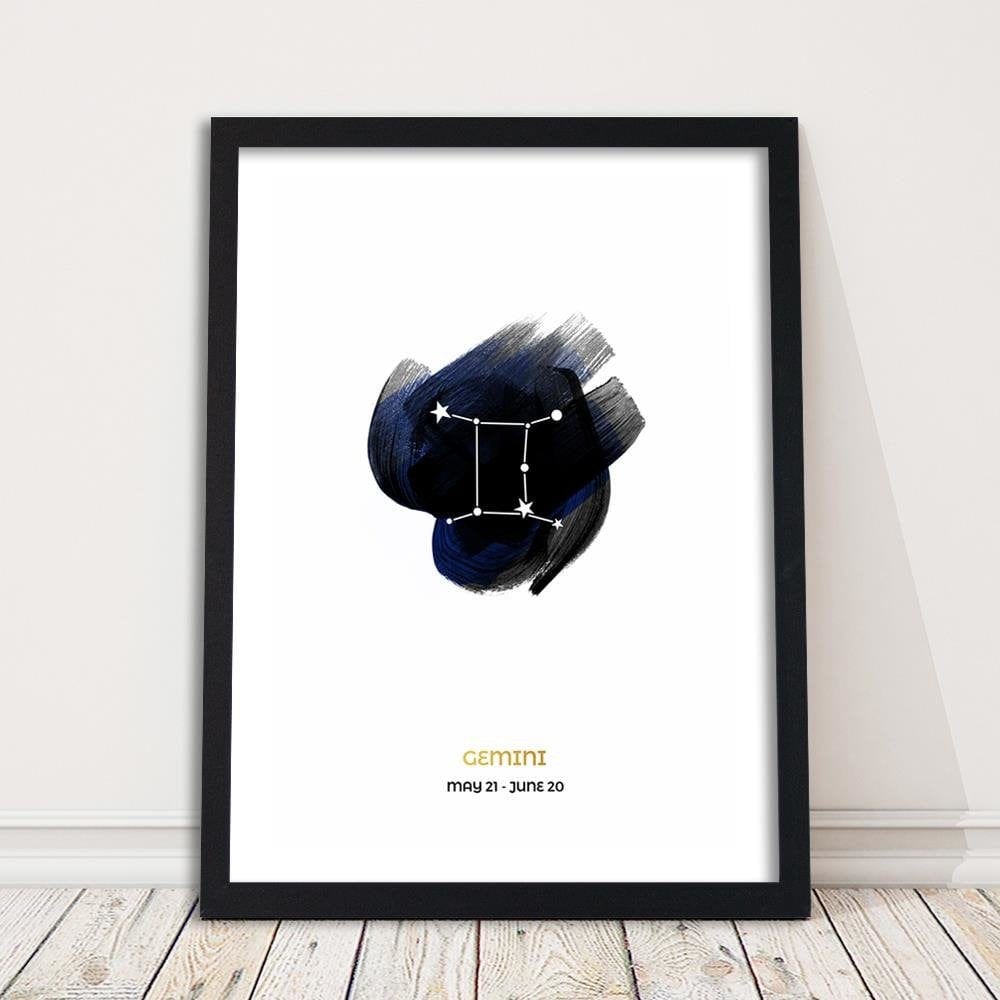 Glezna melnā rāmī - Zodiac Sign Gemini Home Trends