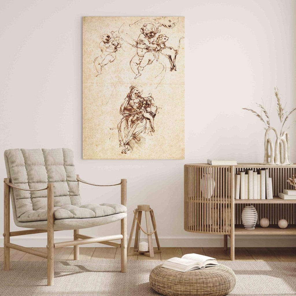 Gleznas reprodukcija - Leonardo da Vinci - Studies for a Madonna with a Cat G-ART