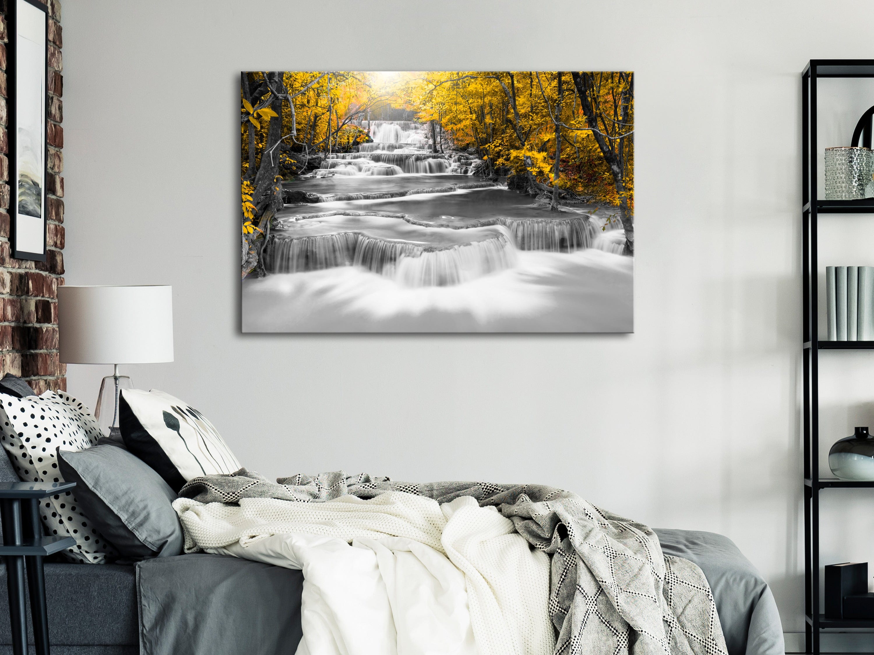 Glezna ar dabas tematiku - Domu kaskādes (1 daļa) Plata, Dzeltena Home Trends