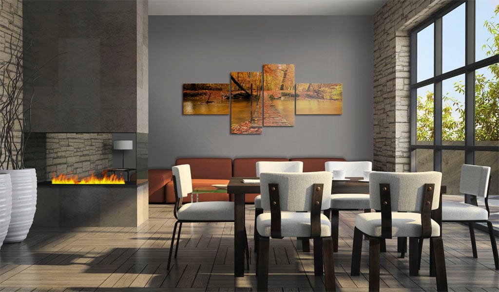 Glezna ar meža motīvu - Gājēju tiltiņš pāri meža strautam Home Trends