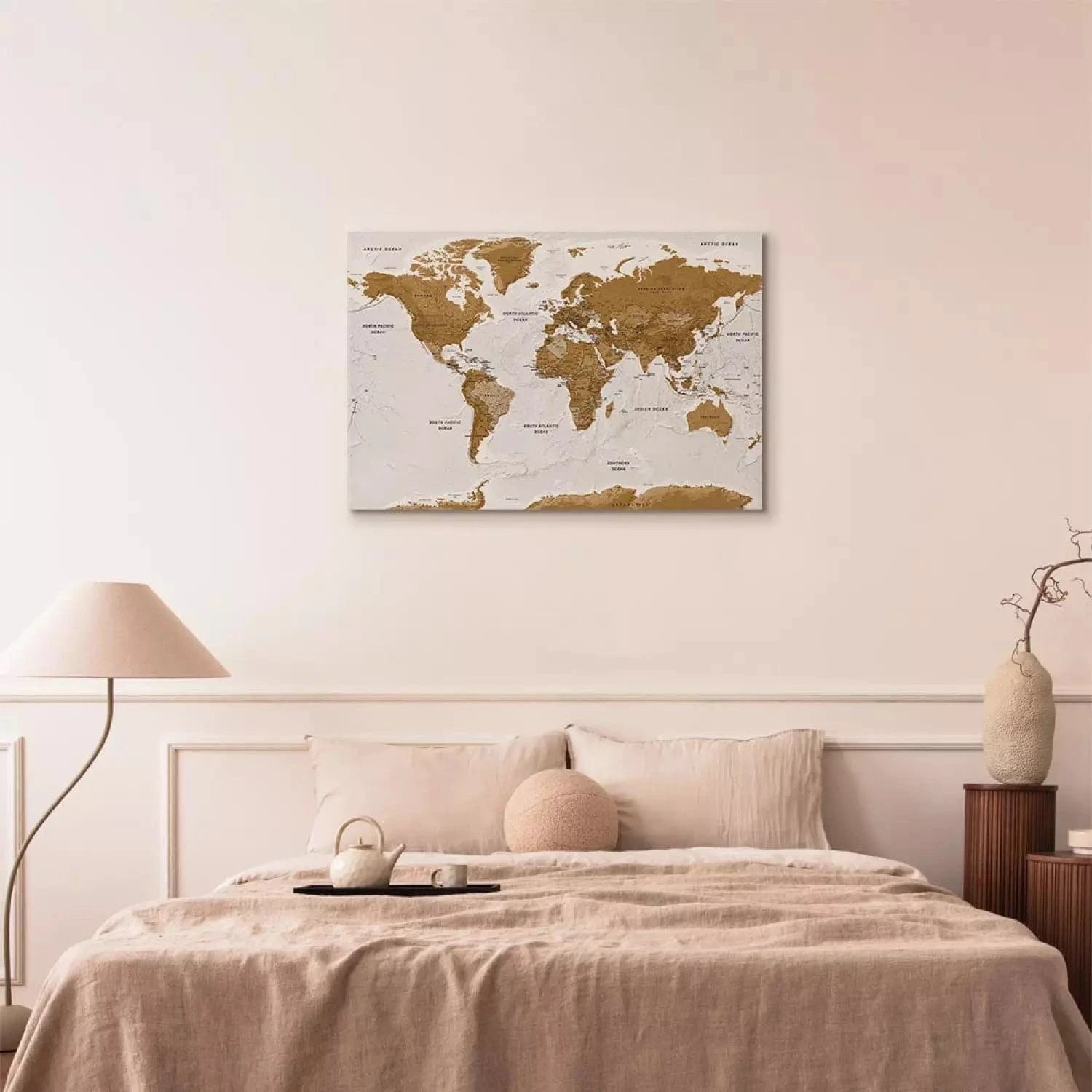 Kanva ar pasaules karti  - Baltā poēzija, 94573 Home Trends