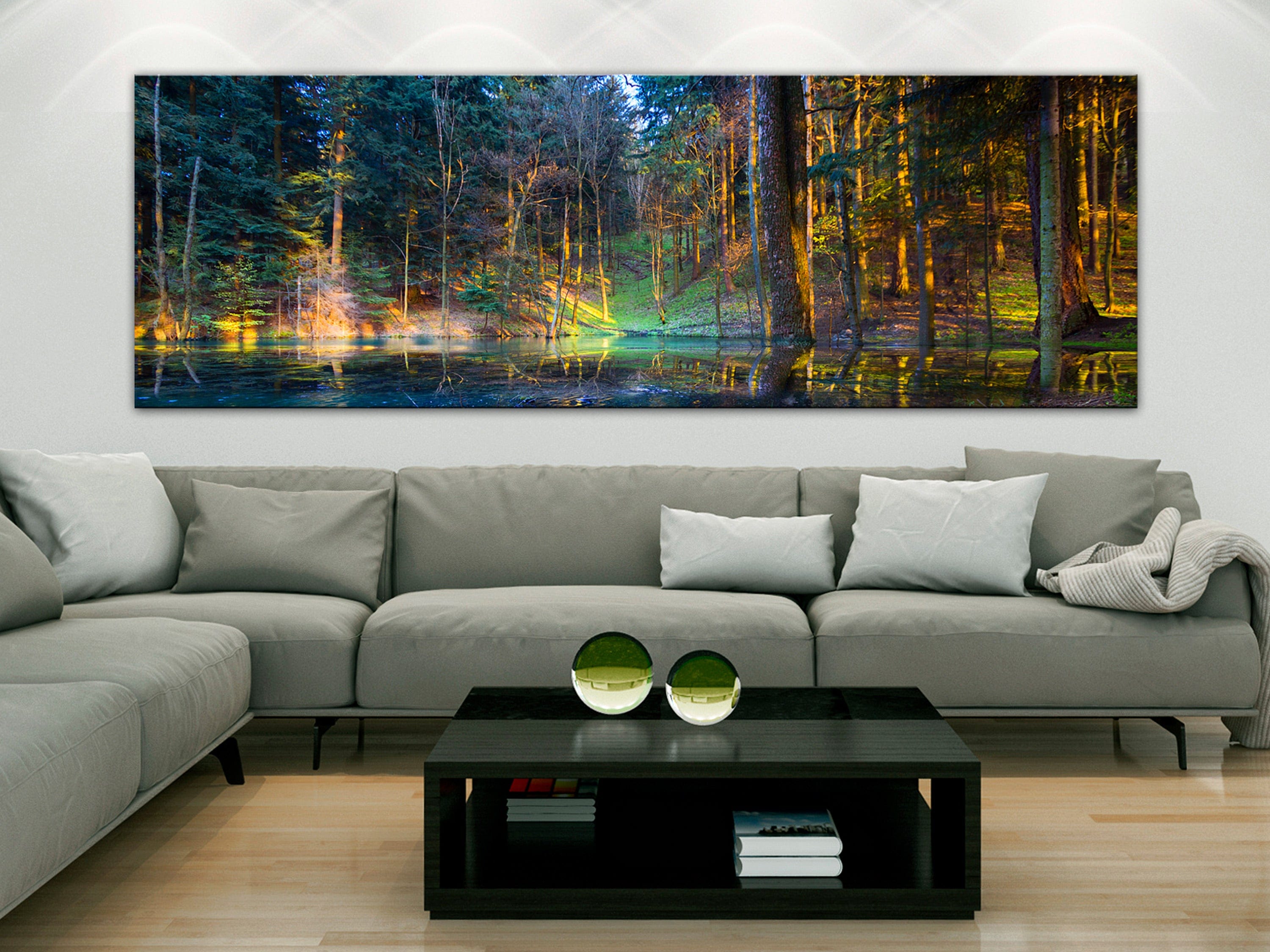 Glezna ar skaistu dabu - Pond in the Forest (1 Part) Narrow Home Trends