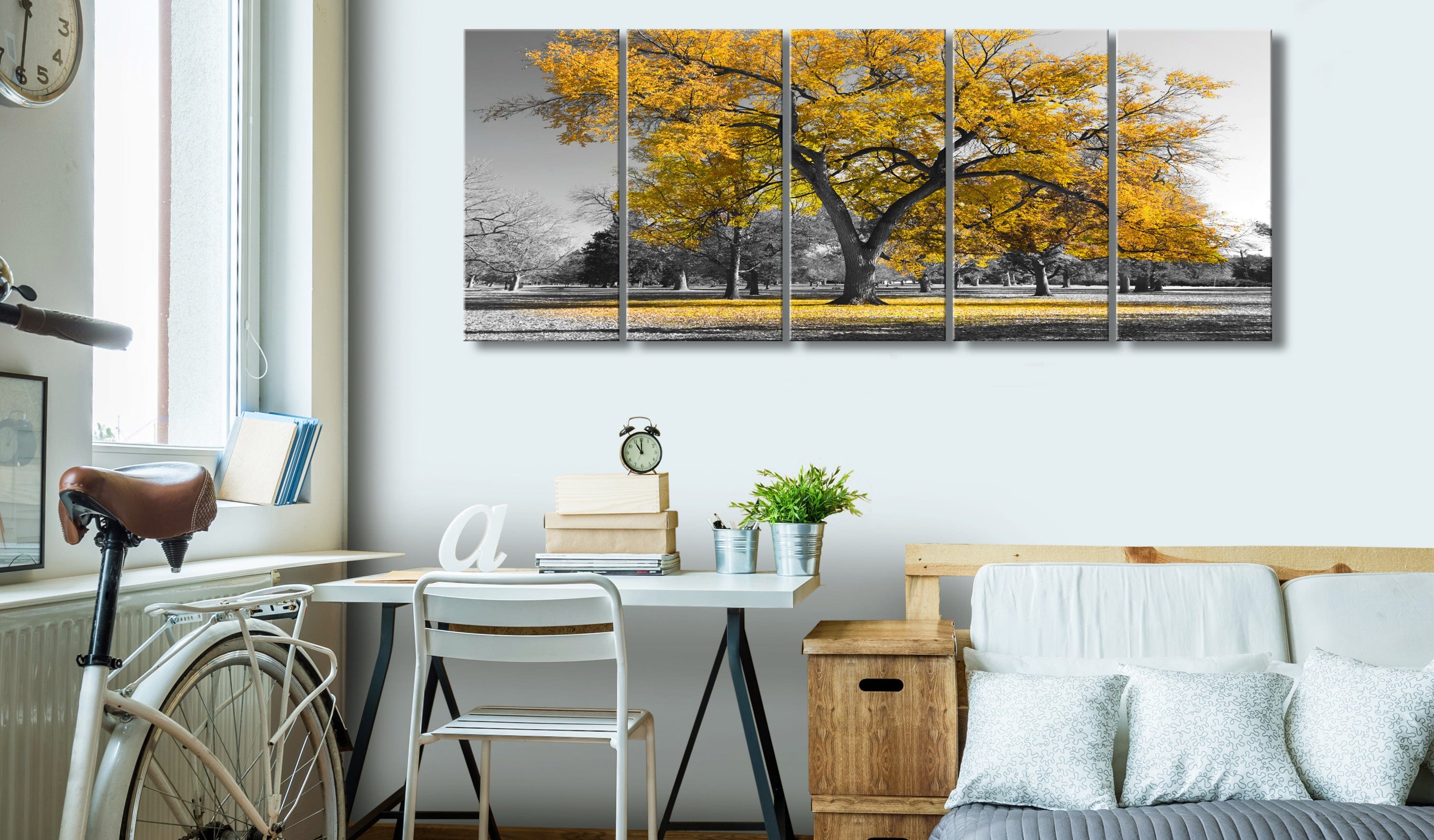 Glezna - Autumn in the Park (5 Parts) Narrow Gold Home Trends