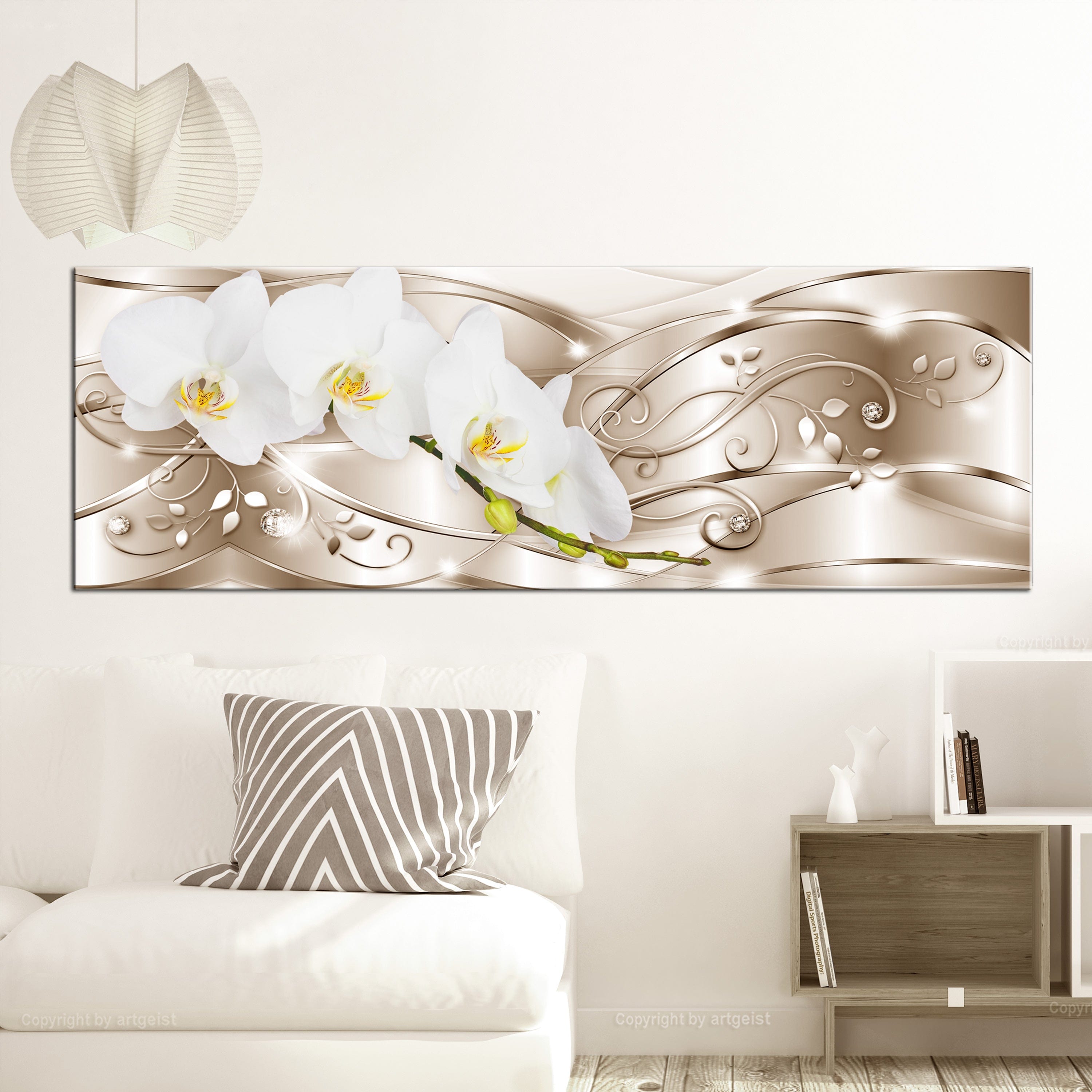 Glezna - Baltas orhidejas uz bēša fona (1 daļa) Home Trends