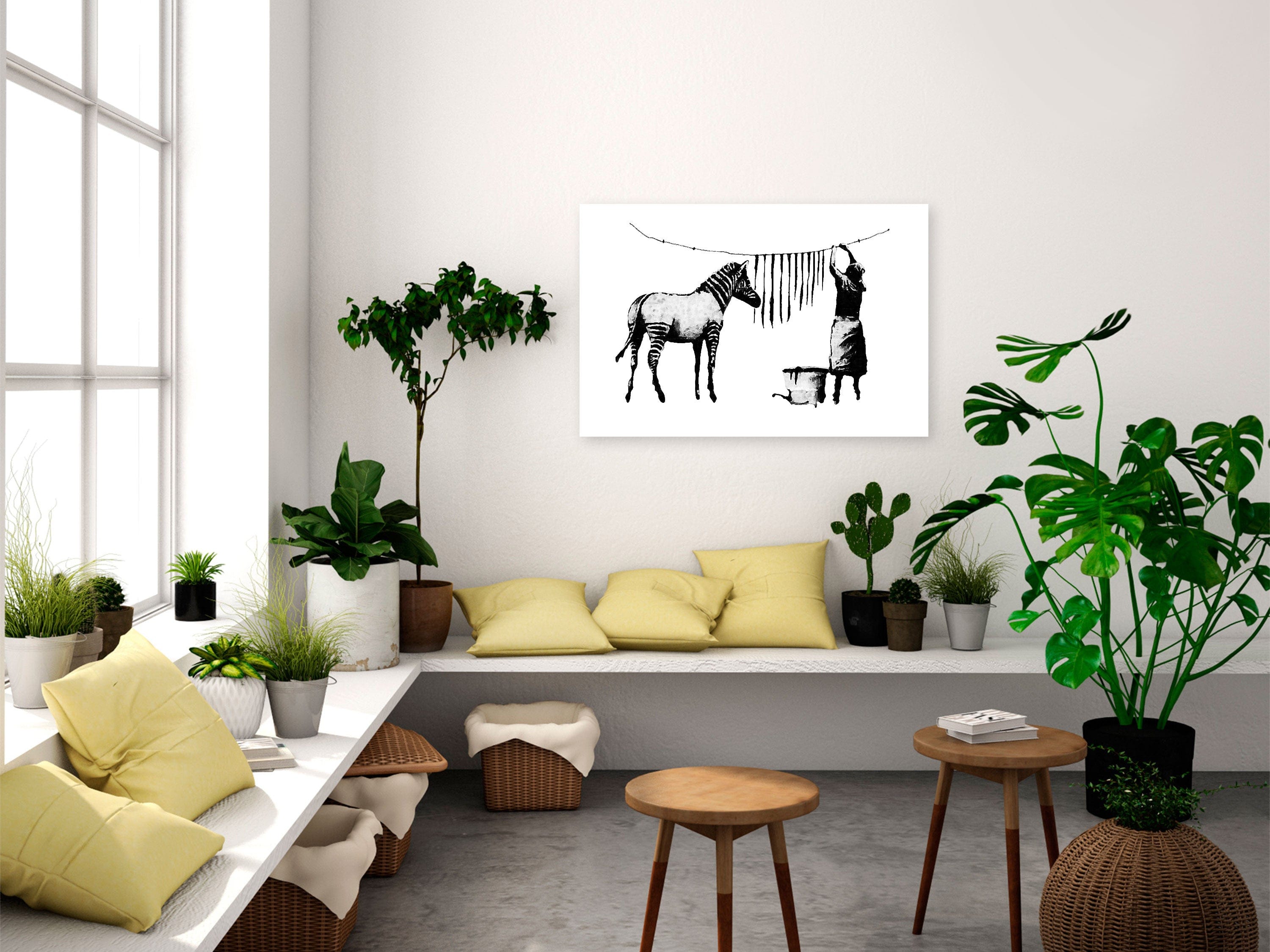 Glezna - Banksy_ Washing Zebra (1 Part) Wide Home Trends