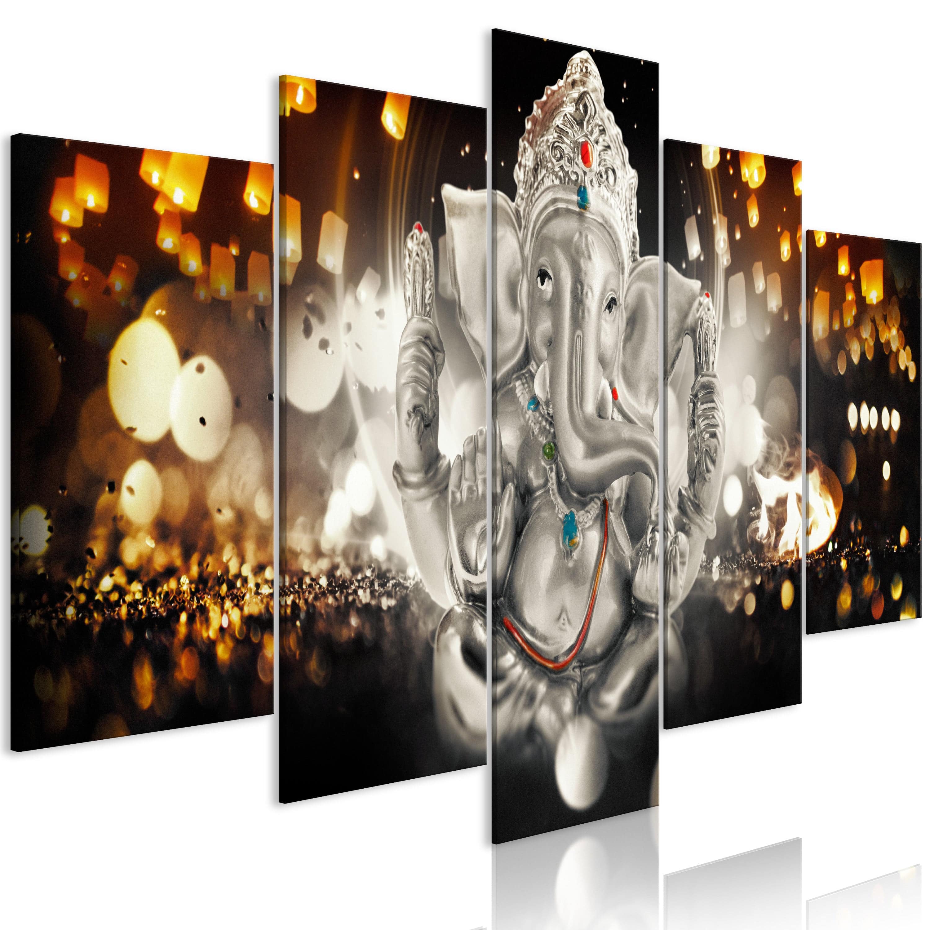 Glezna - Buddha's Philosophy (5 Parts) Silver Wide Home Trends