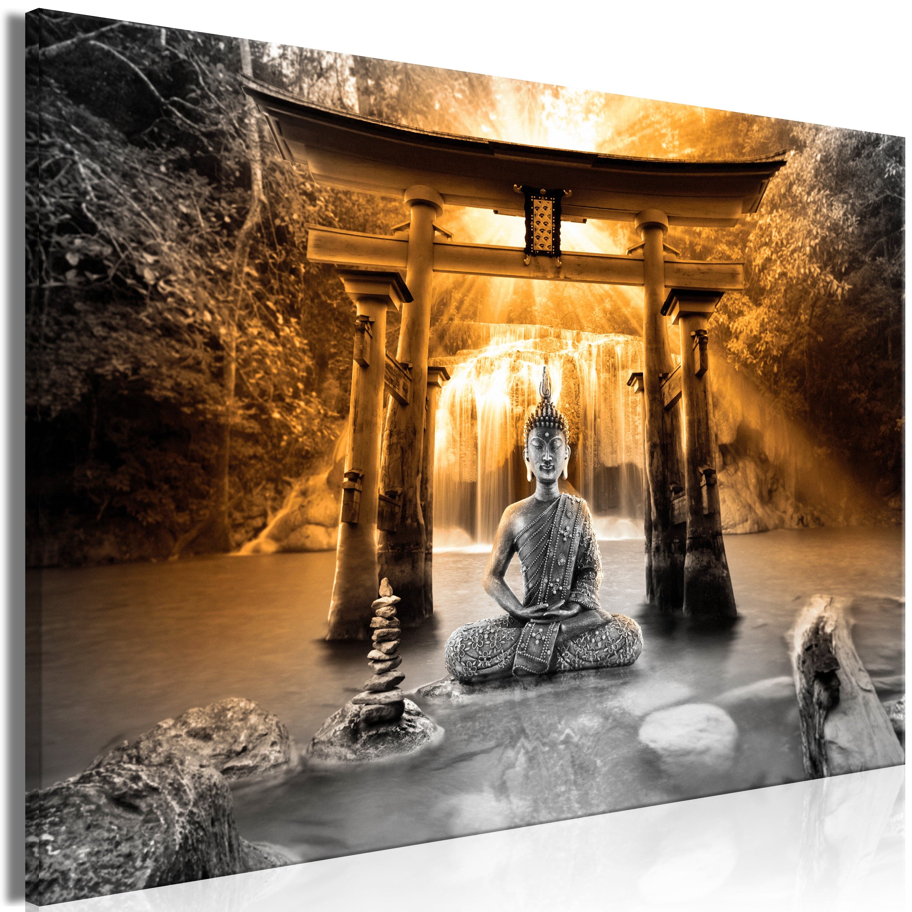 Glezna - Buddha Smile (1 Part) Wide Orange Home Trends