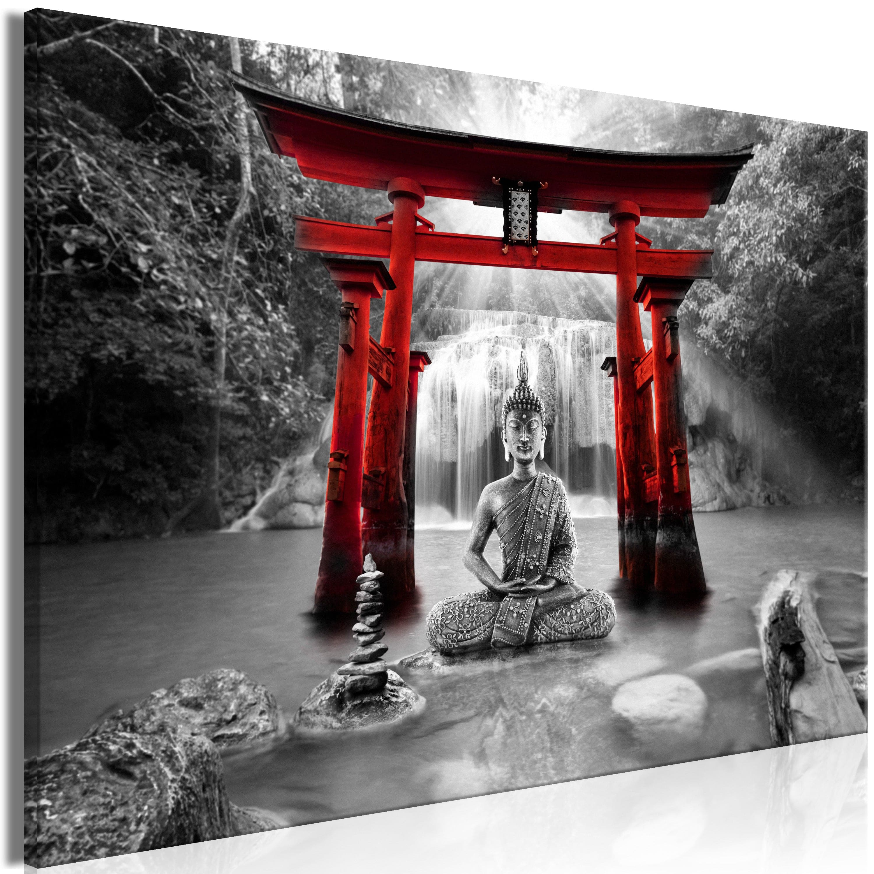 Glezna - Buddha Smile (1 Part) Wide Red Home Trends