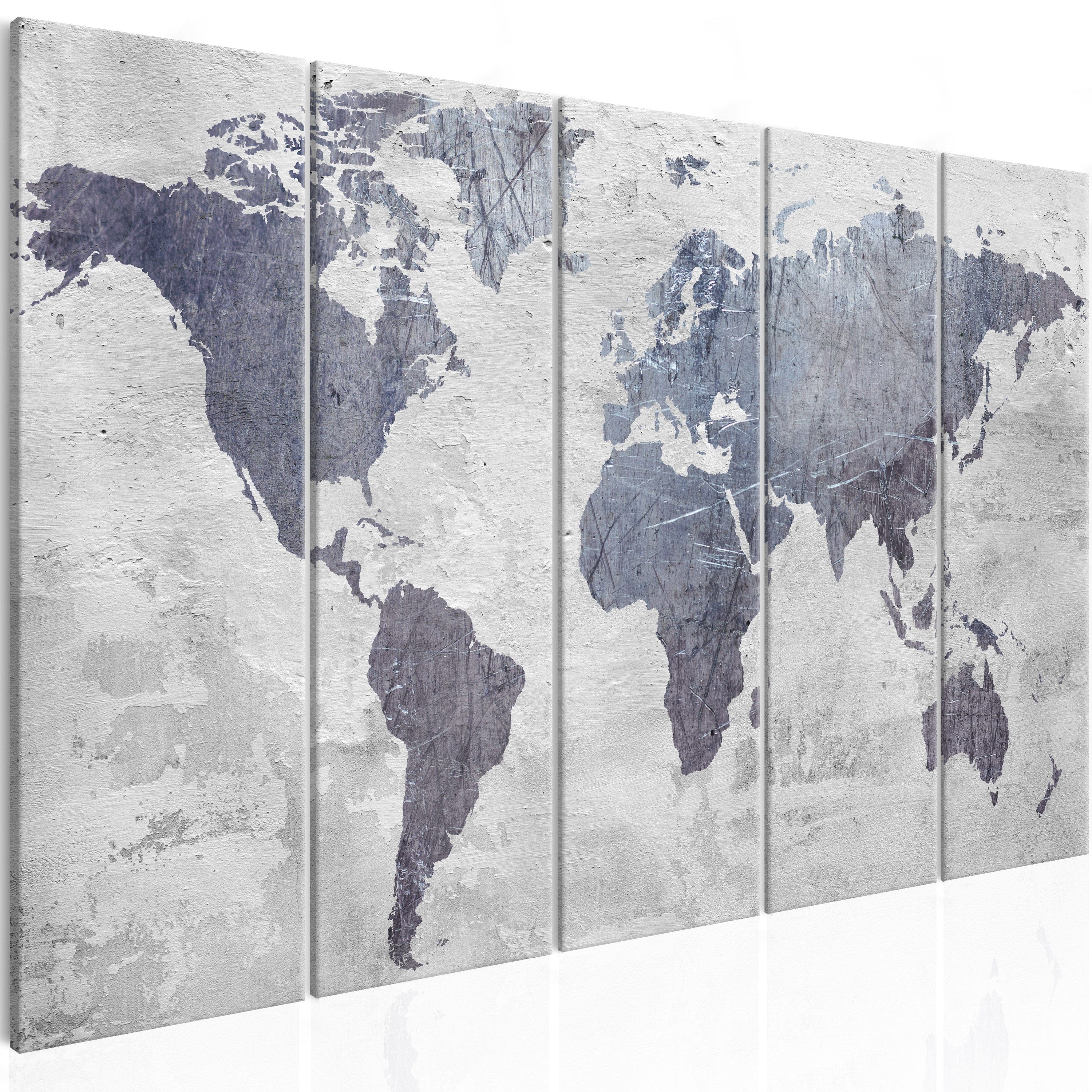 Glezna - Concrete World Map (5 Parts) Narrow Home Trends
