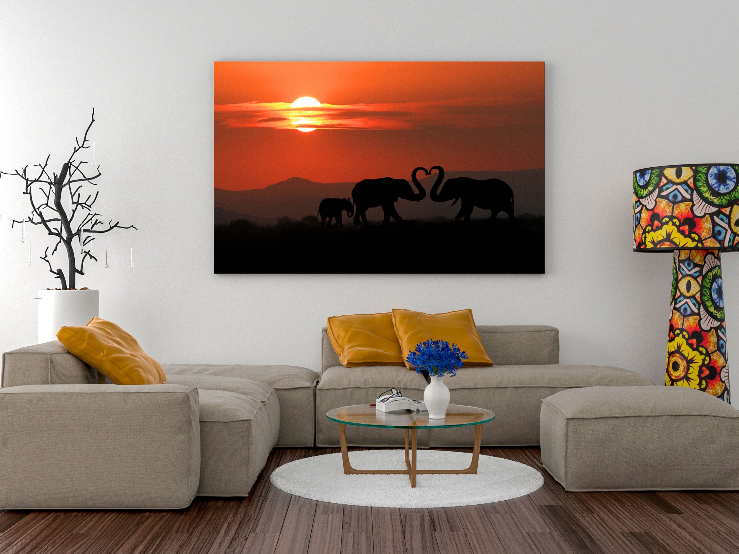 Glezna - Elephants in Love (1 Part) Wide Home Trends
