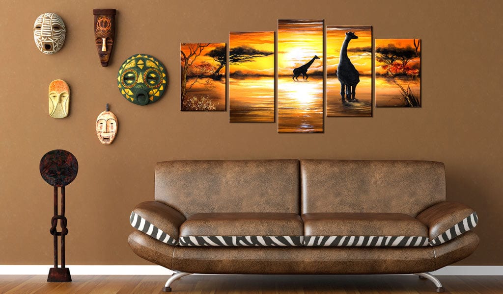 Glezna - Giraffes at watering hole Home Trends