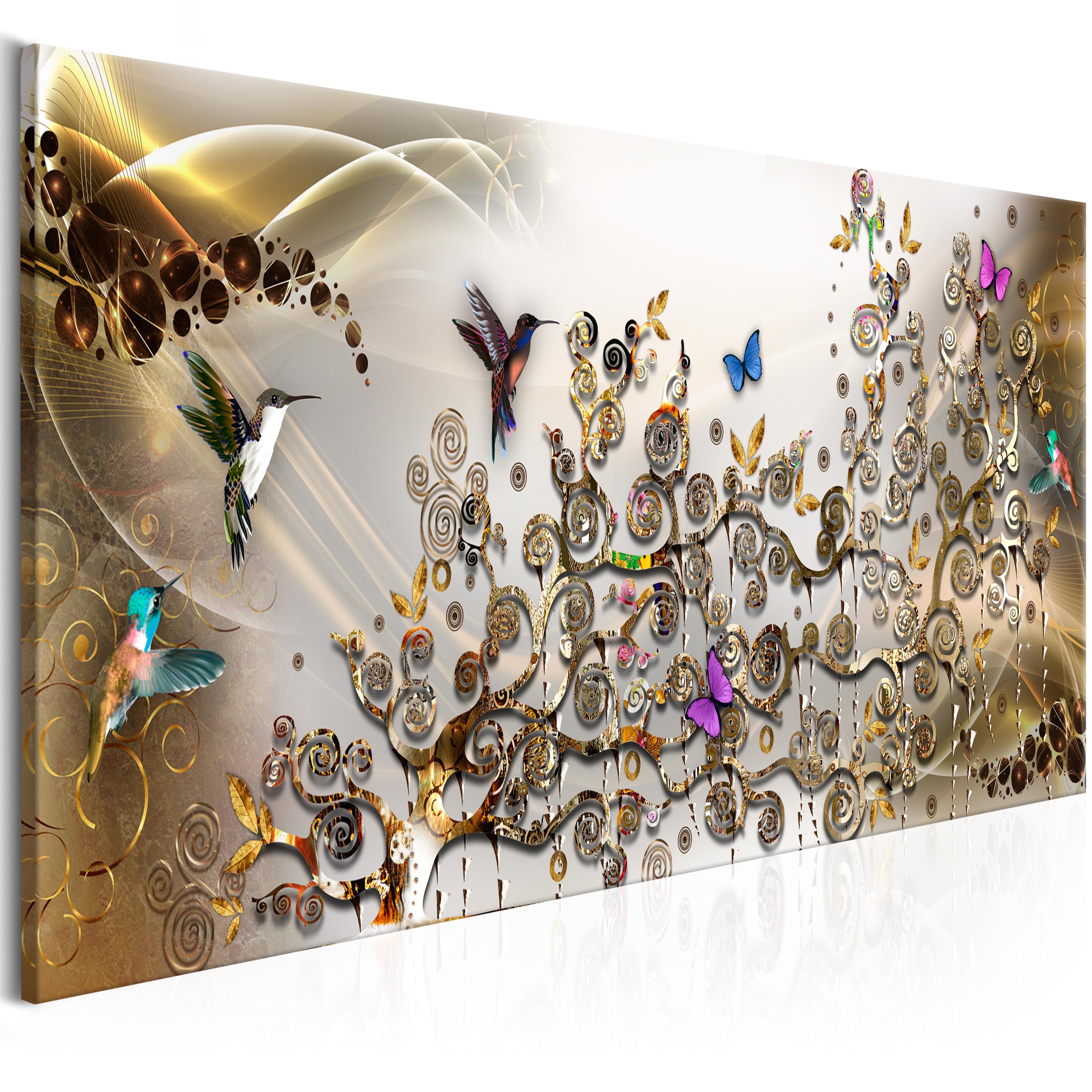Glezna - Hummingbirds Dance (1 Part) Gold Narrow Home Trends