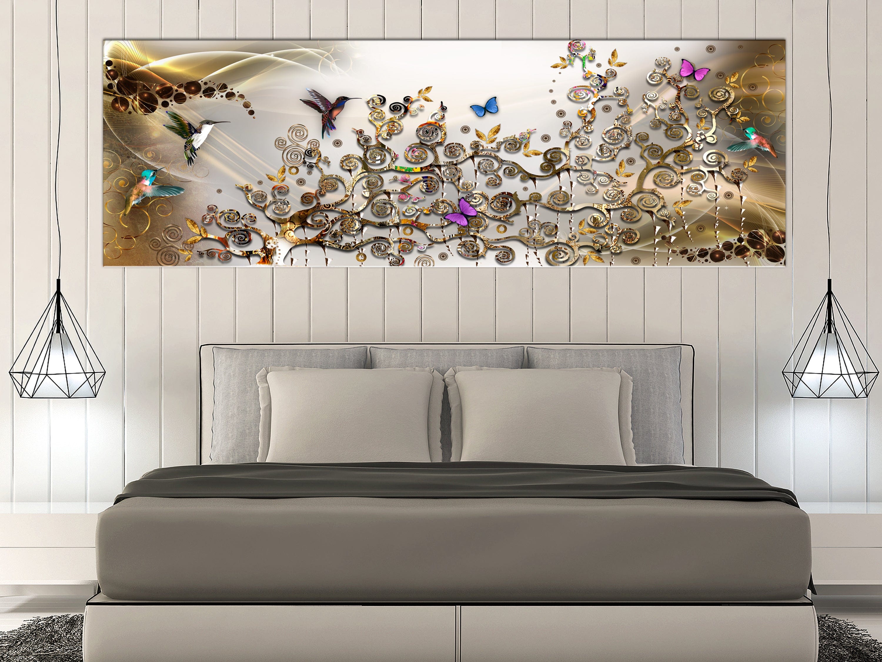 Glezna - Hummingbirds Dance (1 Part) Gold Narrow Home Trends