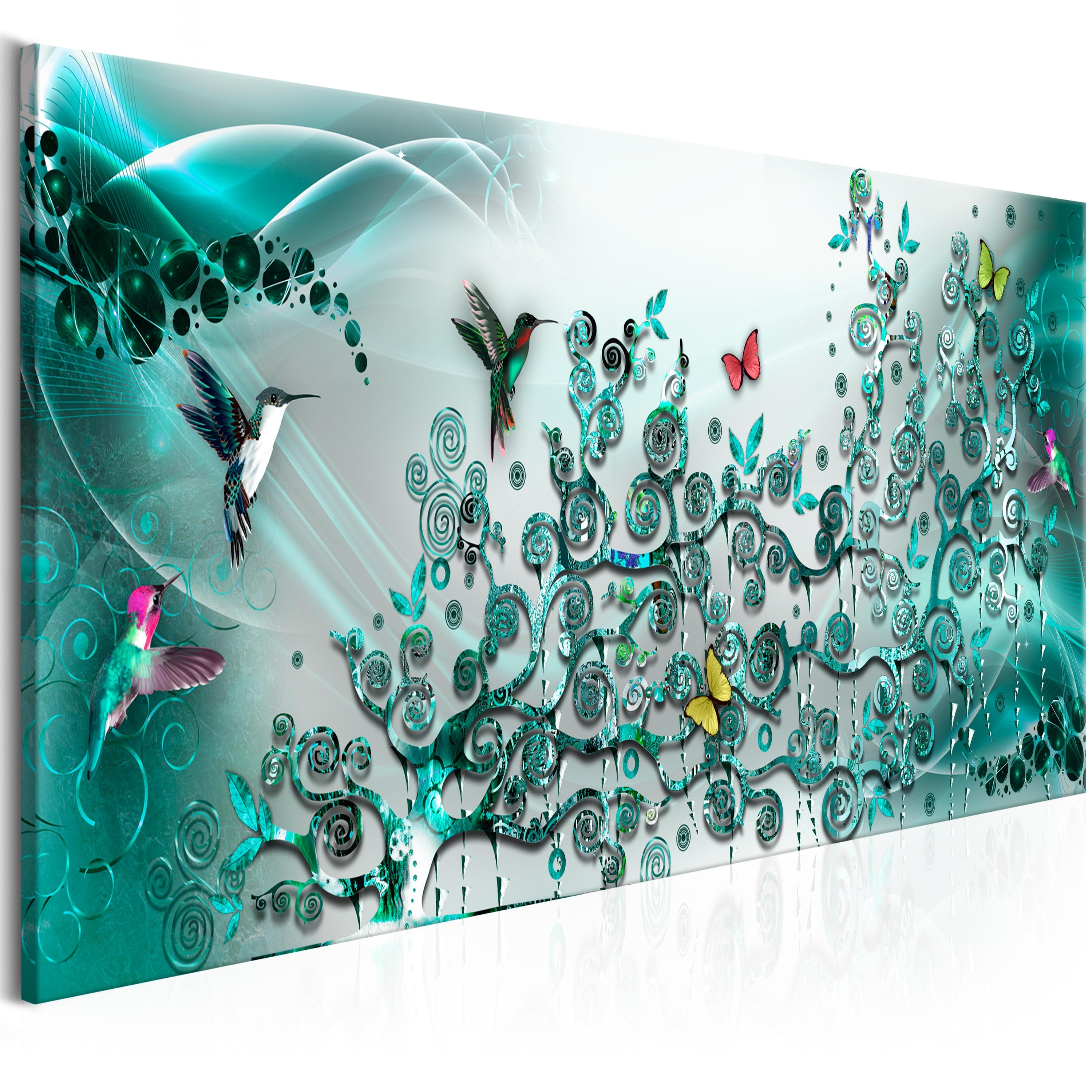 Glezna - Hummingbirds Dance (1 Part) Turquoise Narrow Home Trends