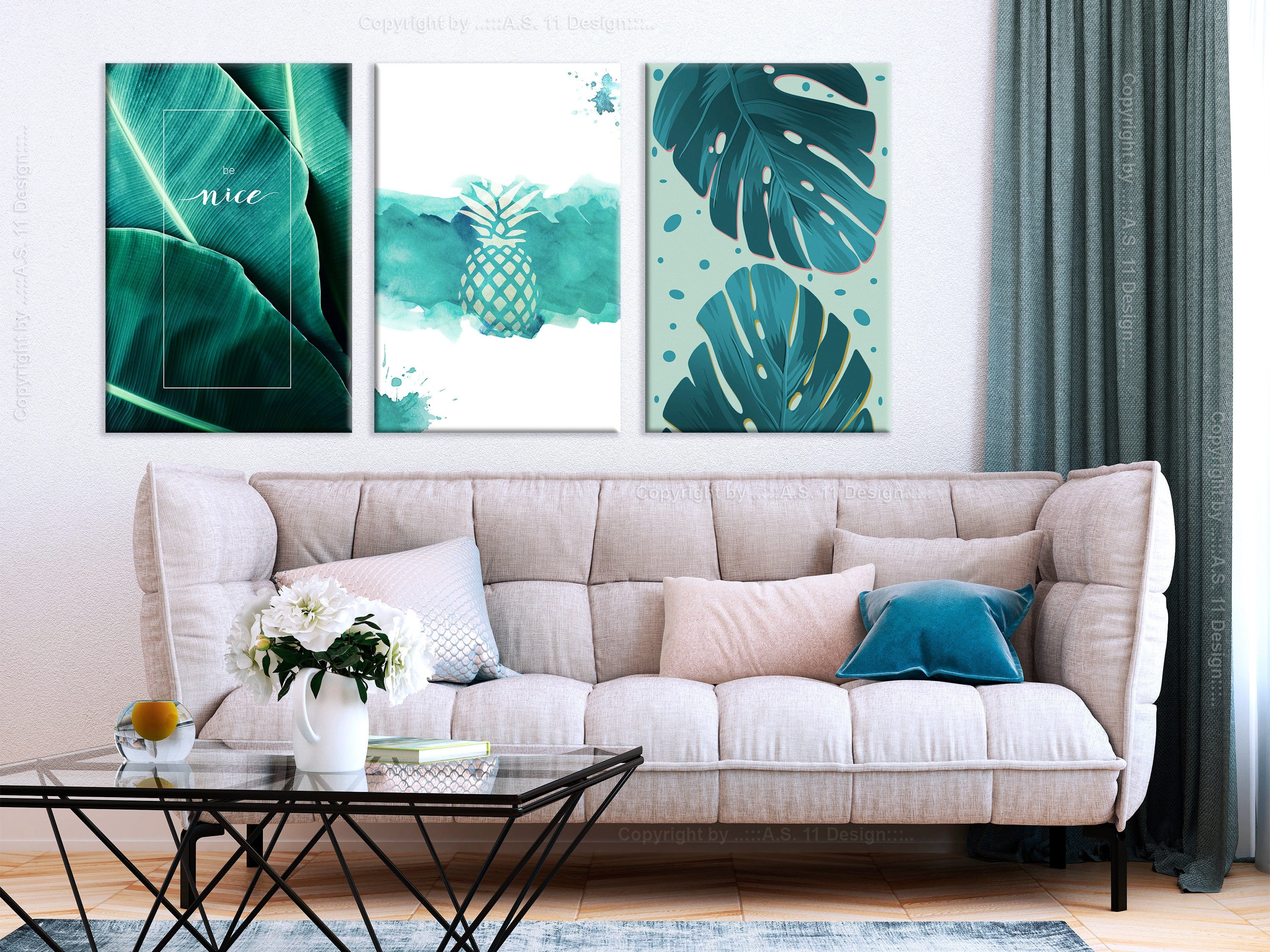 Glezna - Intense Lagoon (3 Parts) 120x60 Home Trends