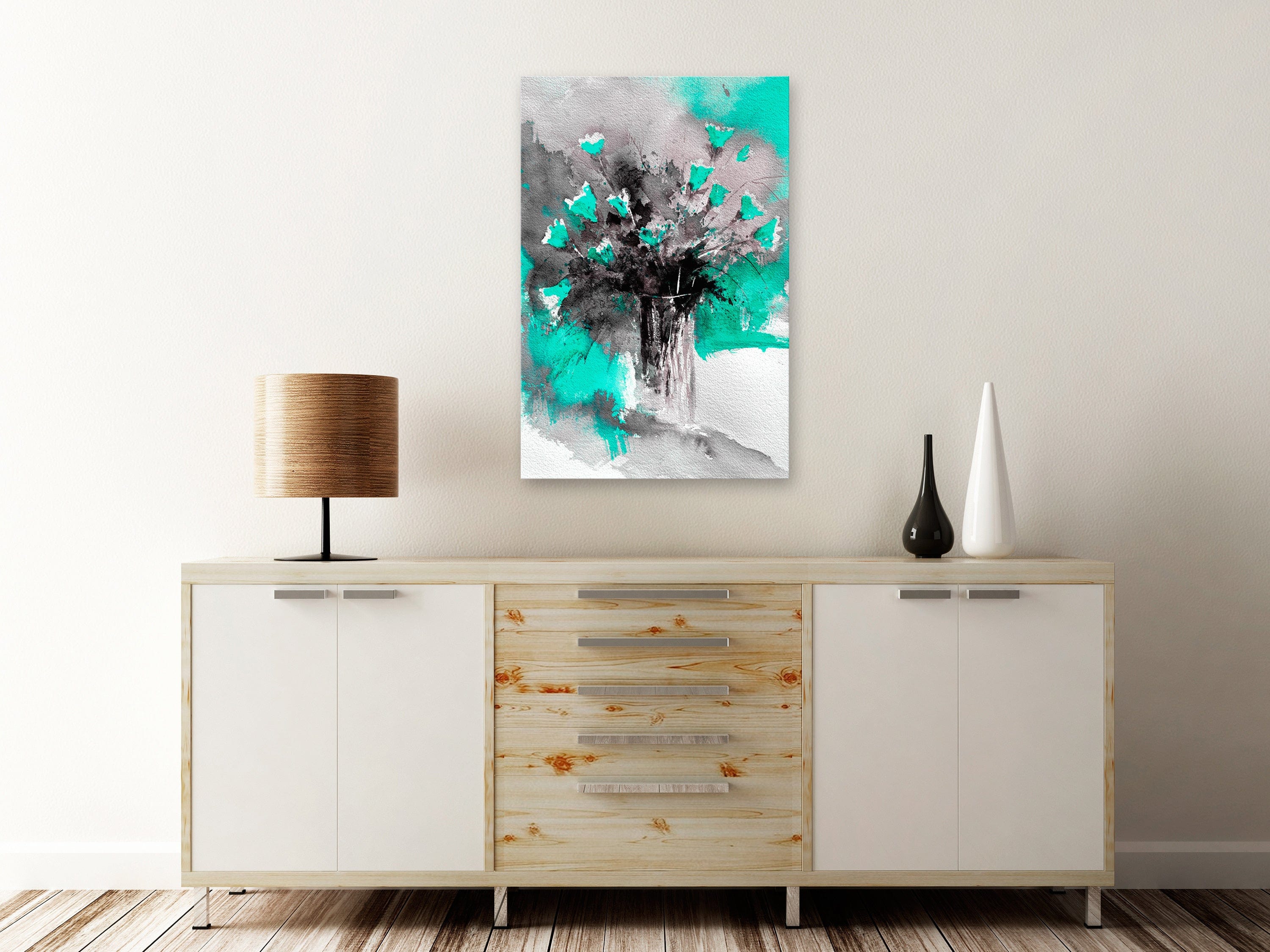 Glezna - Krāsu pušķis (1 daļa) Vertikāla, zaļa Home Trends