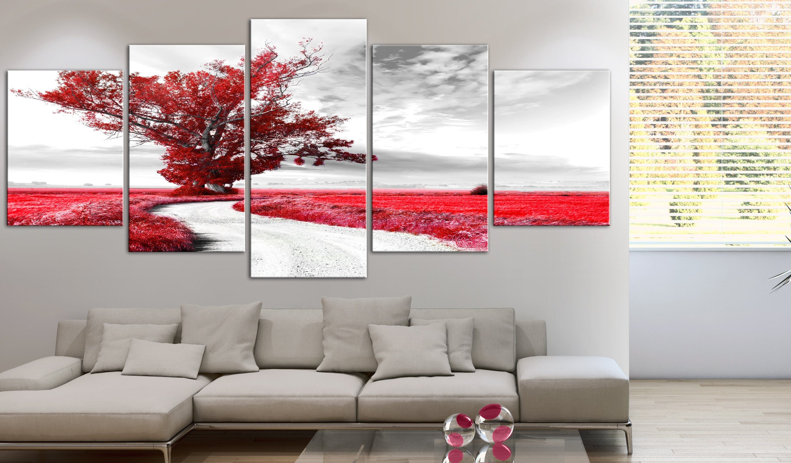 Glezna - Lone Tree (5 Parts) Red 225x100 Home Trends