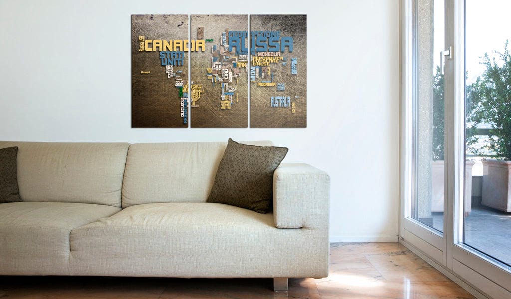 Glezna - Map of the World (Italian language) - triptych Home Trends