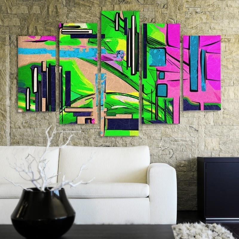 Kanva no 5 daļām - Type A, Abstract Landscape 1  Home Trends DECO