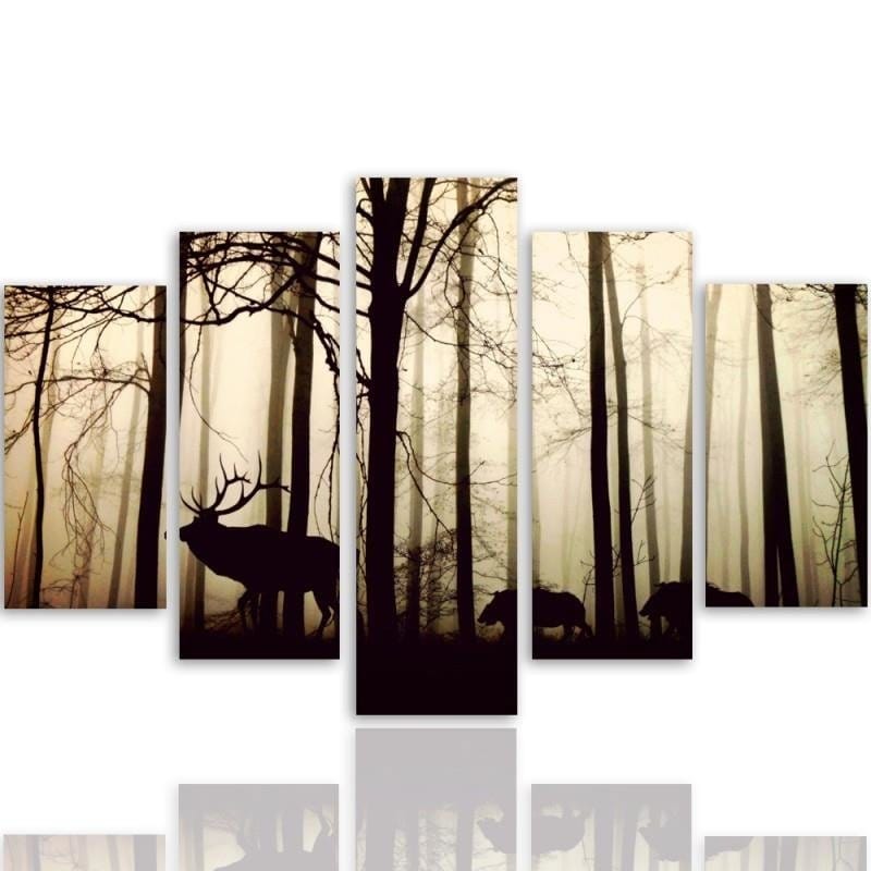 Kanva no 5 daļām - Type A, Animals In The Forest Home Trends DECO