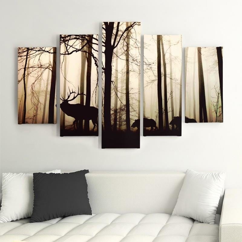 Kanva no 5 daļām - Type A, Animals In The Forest Home Trends DECO