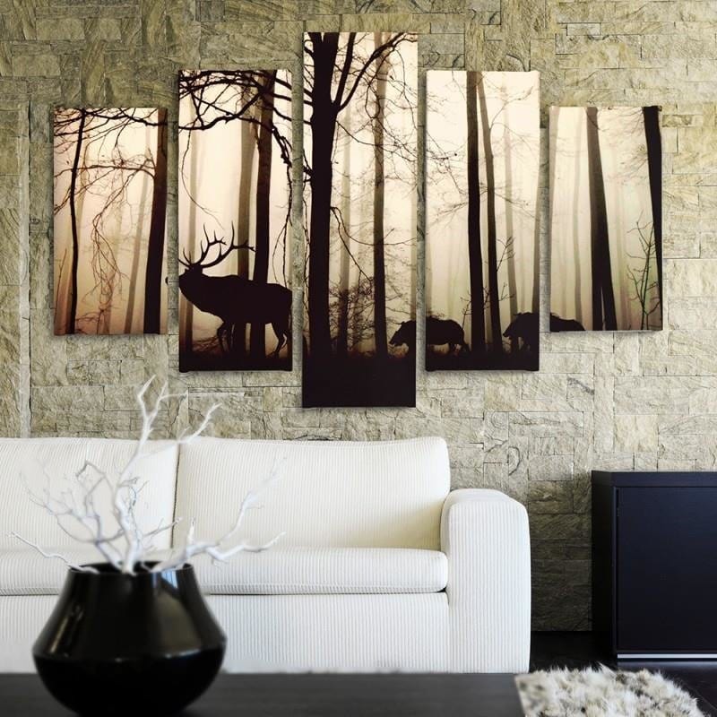 Kanva no 5 daļām - Type A, Animals In The Forest Home Trends DECO