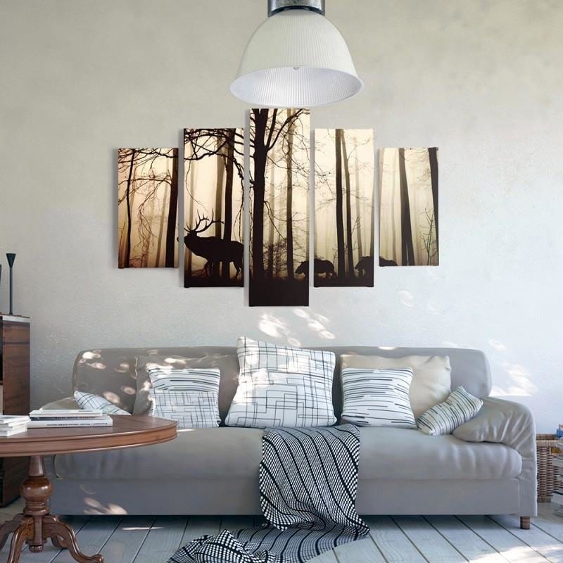 Kanva no 5 daļām - Type A, Animals In The Forest Home Trends DECO
