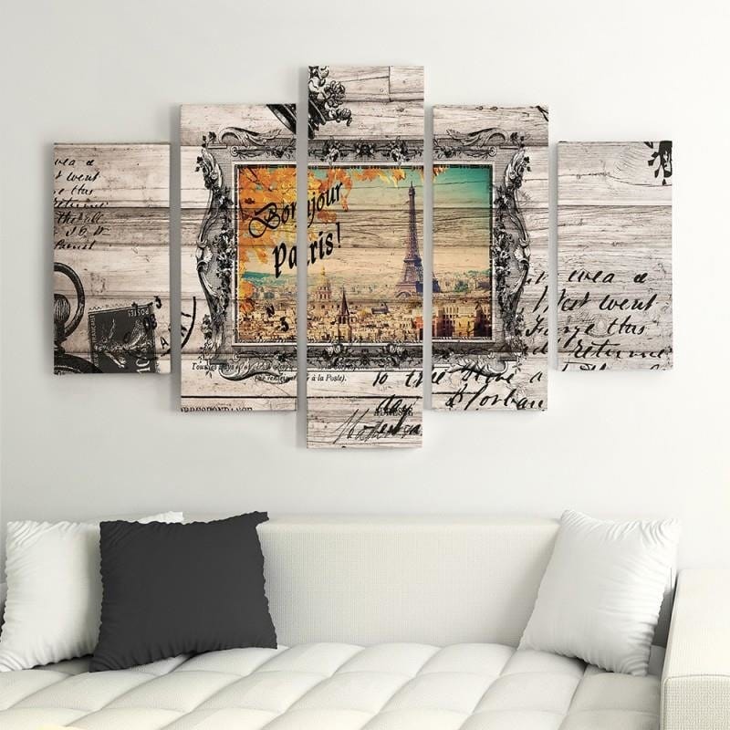 Kanva no 5 daļām - Type A, Bonjour Paris 2  Home Trends DECO