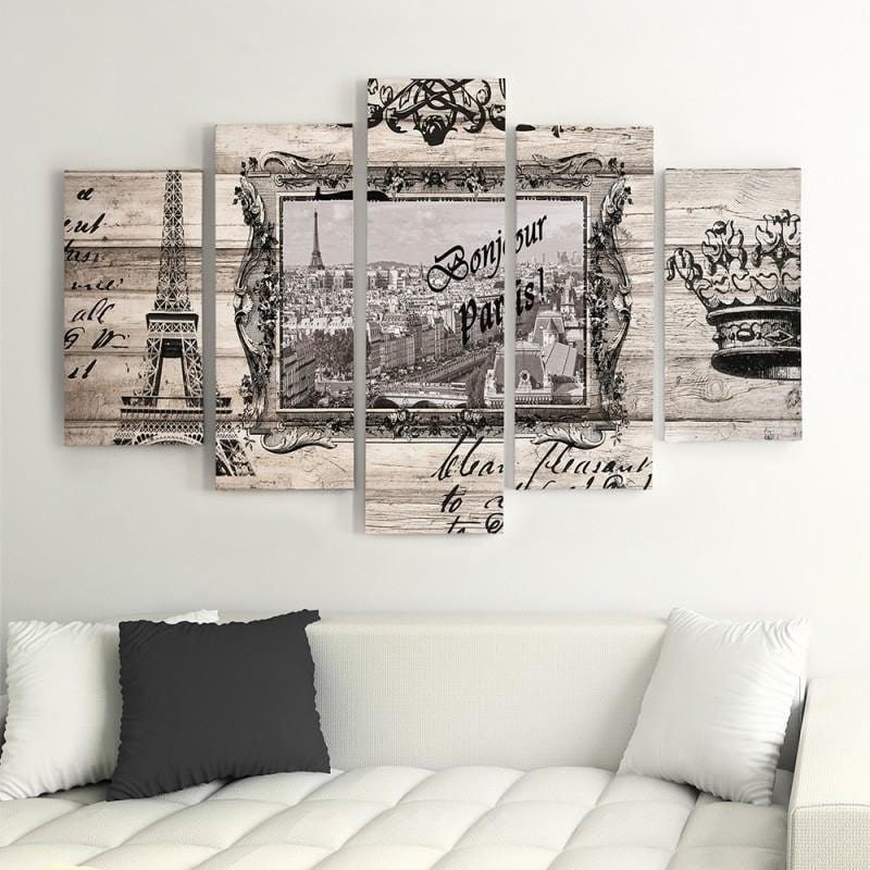 Kanva no 5 daļām - Type A, Bonjour Paris  Home Trends DECO