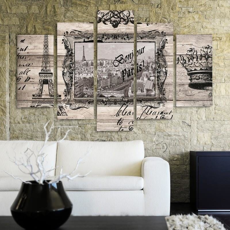 Kanva no 5 daļām - Type A, Bonjour Paris  Home Trends DECO