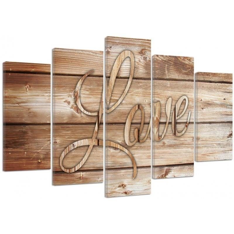 Kanva no 5 daļām - Type A, Bronze Inscription Love On The Boards Home Trends DECO