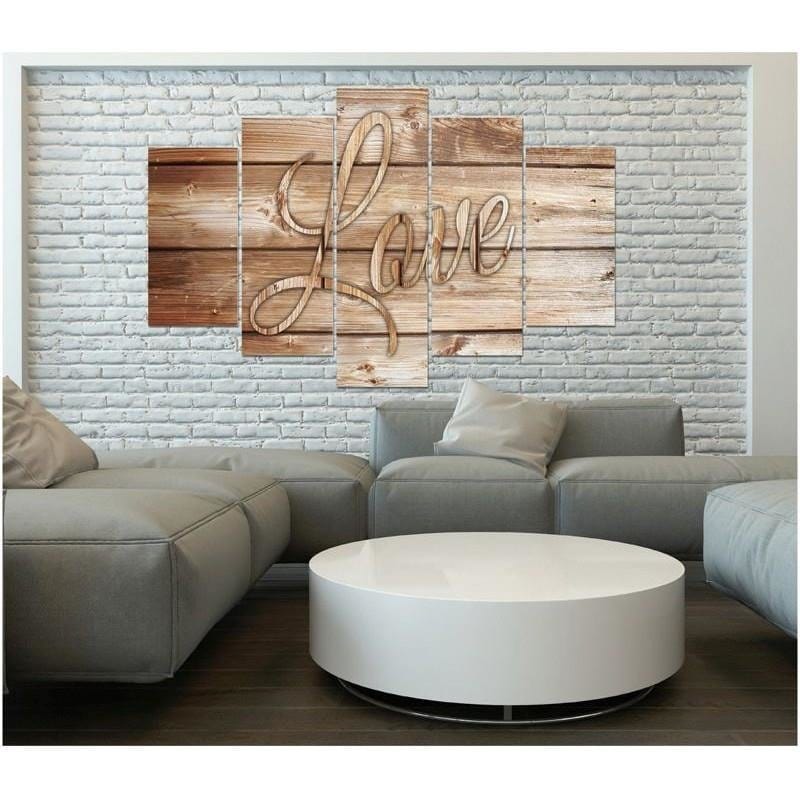 Kanva no 5 daļām - Type A, Bronze Inscription Love On The Boards Home Trends DECO