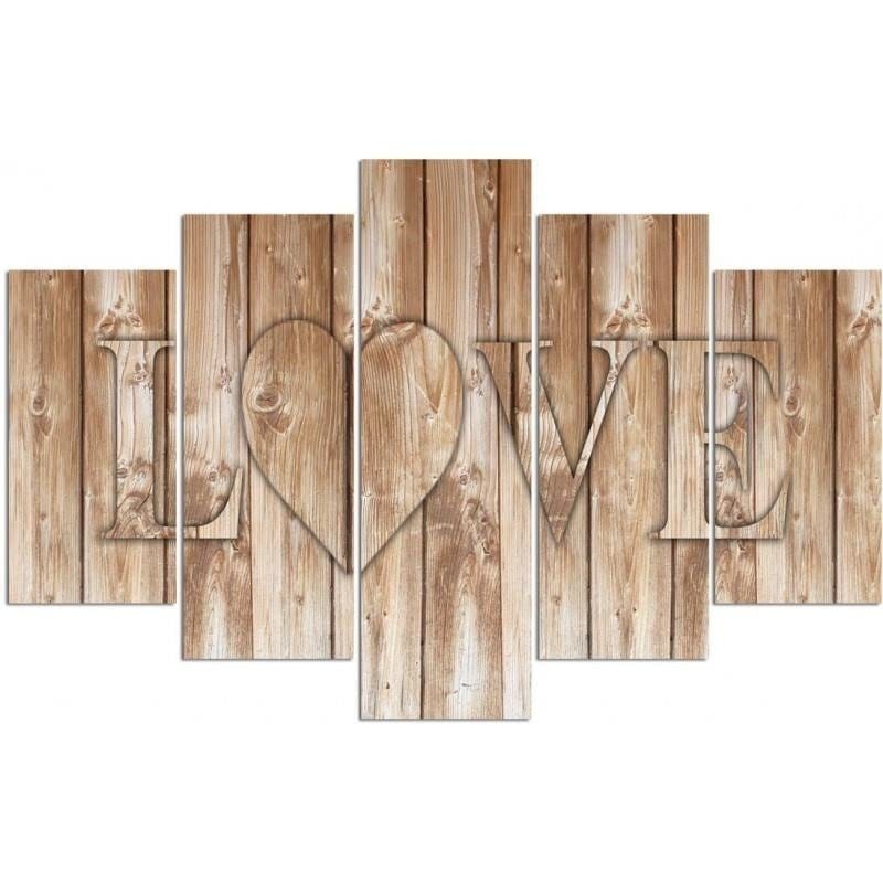Kanva no 5 daļām - Type A, Brown Love On The Boards Home Trends DECO