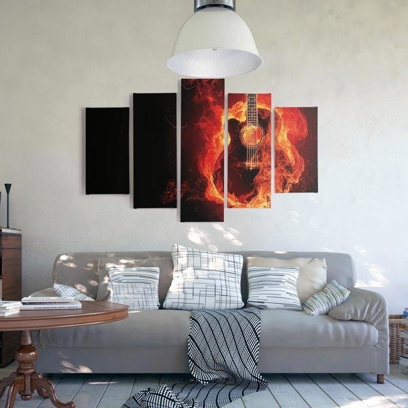 Kanva no 5 daļām - Type A, Burning Guitar Home Trends DECO