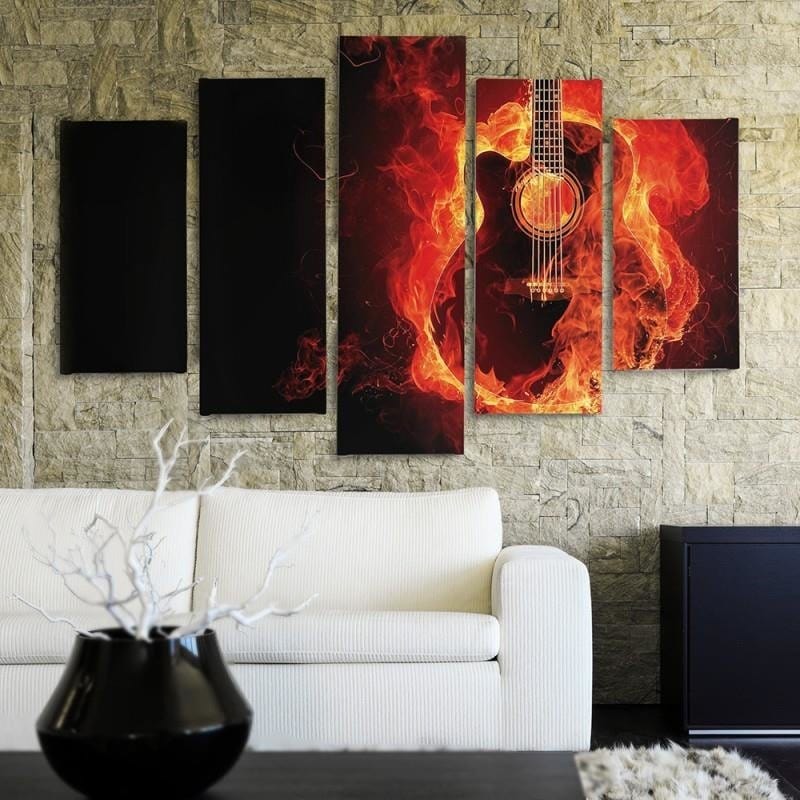 Kanva no 5 daļām - Type A, Burning Guitar Home Trends DECO