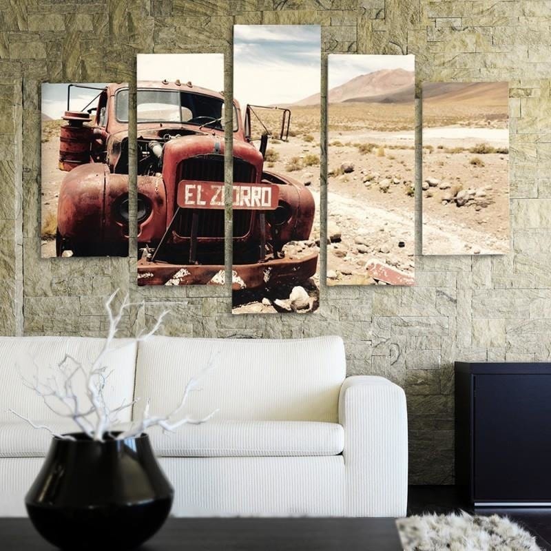 Kanva no 5 daļām - Type A, Car In The Desert Home Trends DECO