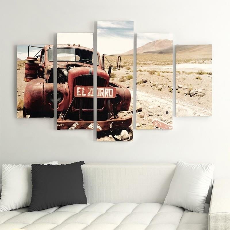 Kanva no 5 daļām - Type A, Car In The Desert Home Trends DECO