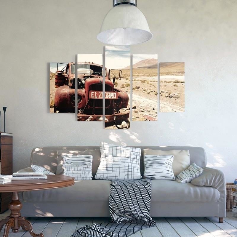 Kanva no 5 daļām - Type A, Car In The Desert Home Trends DECO