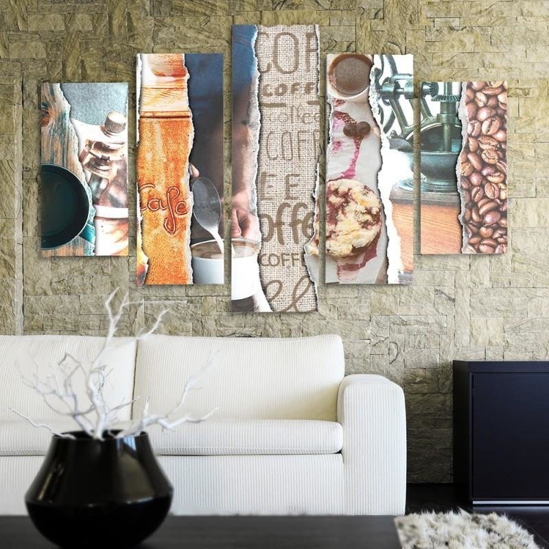Kanva no 5 daļām - Type A, Coffee - Photocollages Home Trends DECO