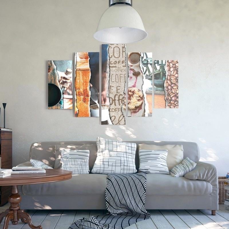 Kanva no 5 daļām - Type A, Coffee - Photocollages Home Trends DECO