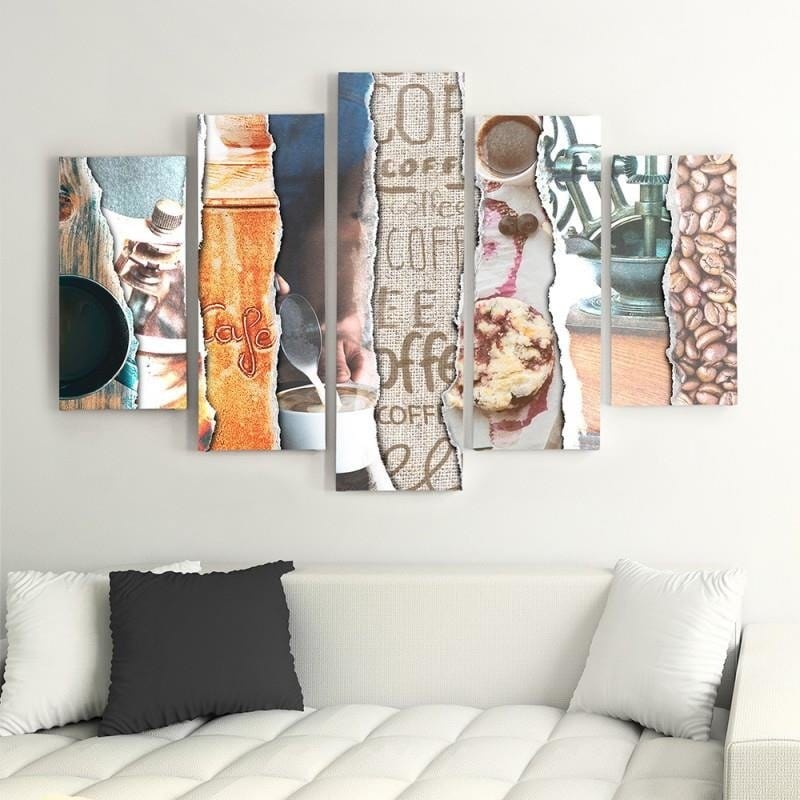 Kanva no 5 daļām - Type A, Coffee - Photocollages Home Trends DECO
