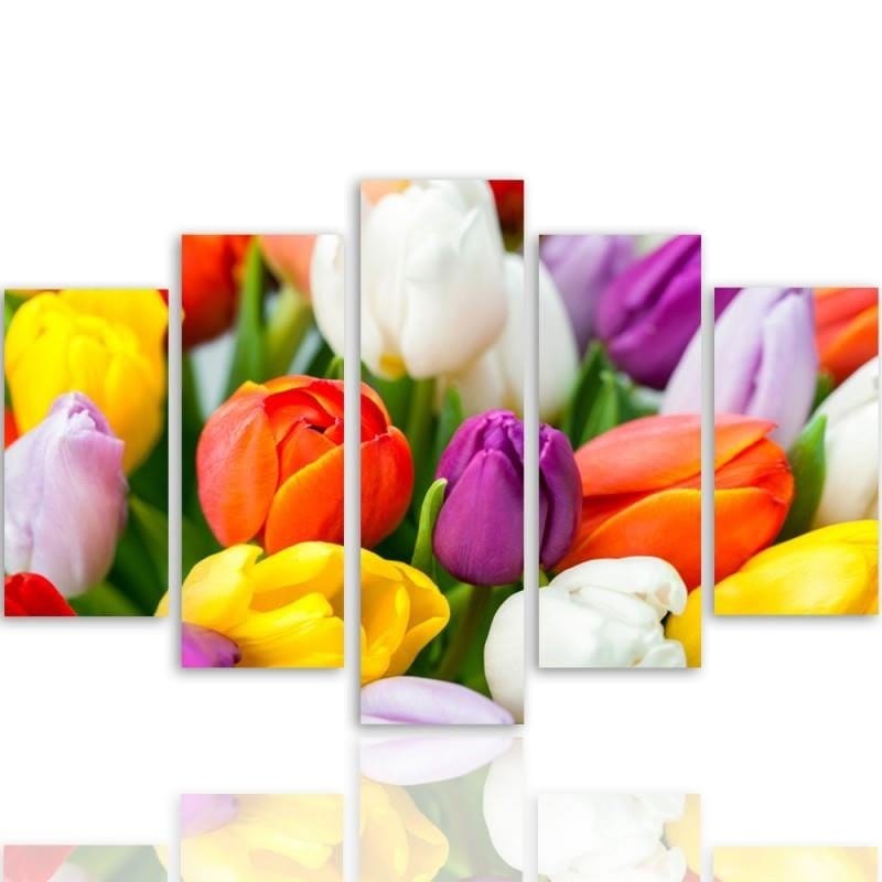 Kanva no 5 daļām - Type A, Colorful Tulips Home Trends DECO