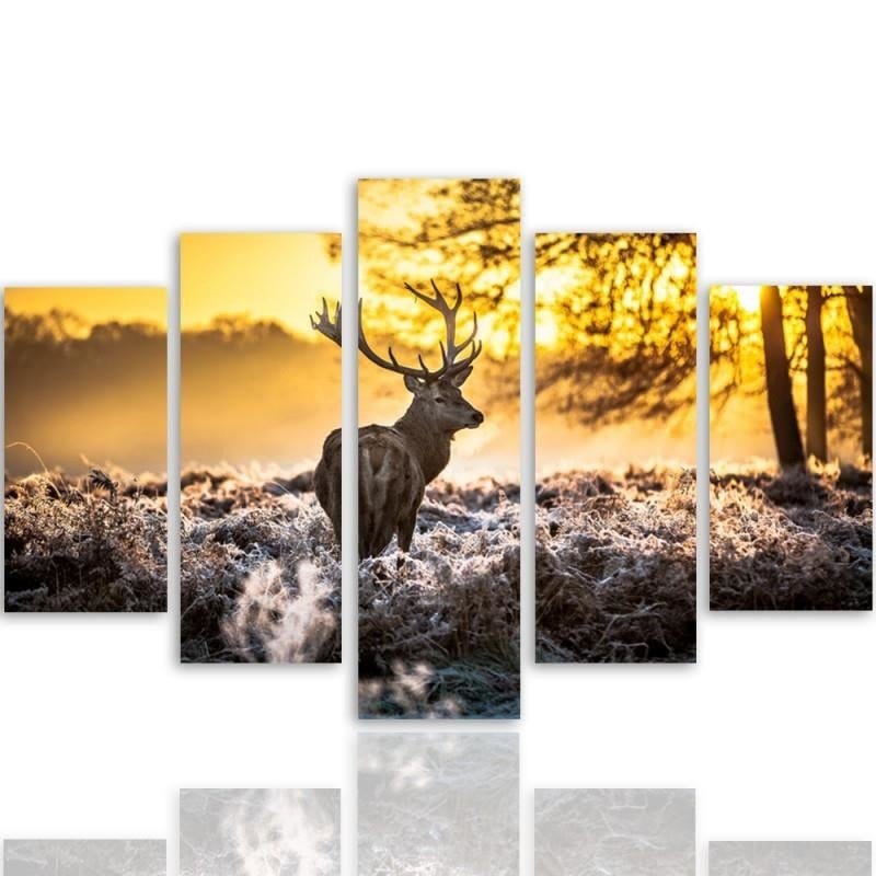 Kanva no 5 daļām - Type A, Deer At Sunset Home Trends DECO